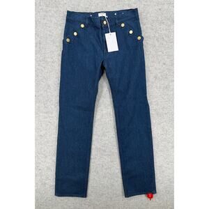 NWT Filippa K Ocean Blue Classic Straight Large Button Denim Jeans Size 29
